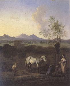 Karel Dujardin The Pasture Horses Cows and Sheep in a Meadow with Trees (mk05) France oil painting art